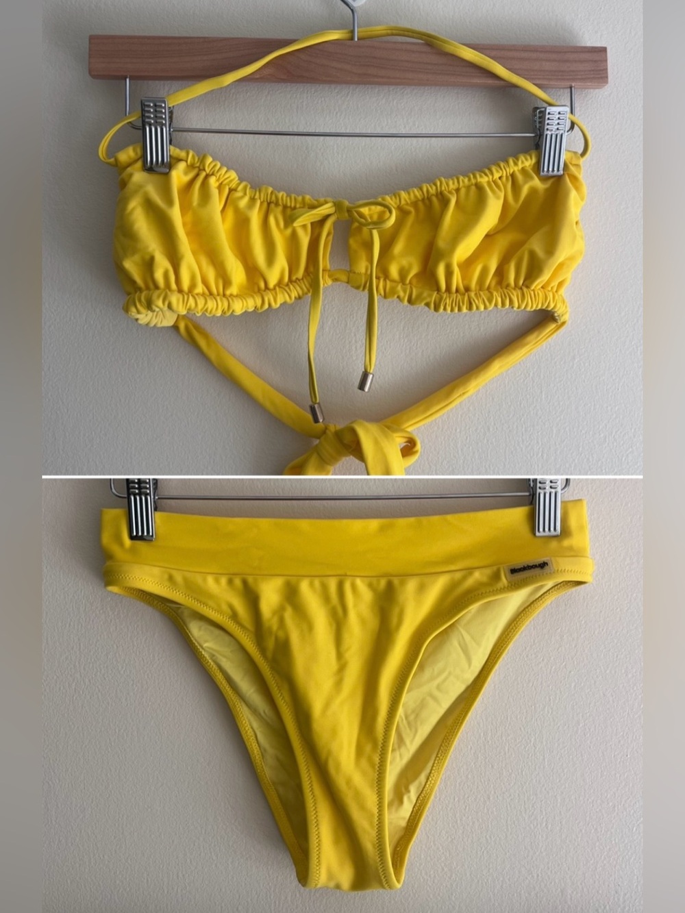 NWOT Blackbough Yellow Bikini Set | Scrunch Bandeau Top S & High Cut Bottom M